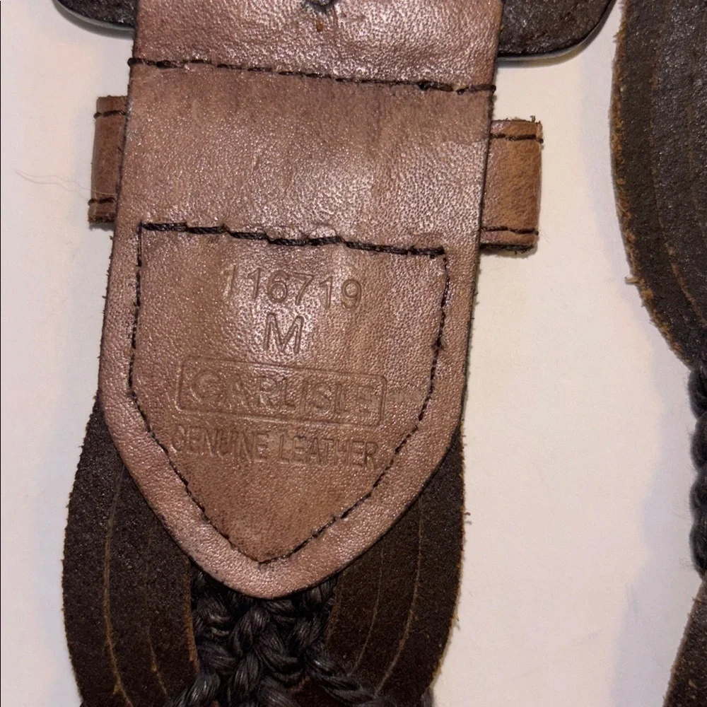 CARLISE BRAND BROWN BELT W/DK BROWN BRAIDING THROUGHOUT LEATHER BELT SIZE MEDIUM
